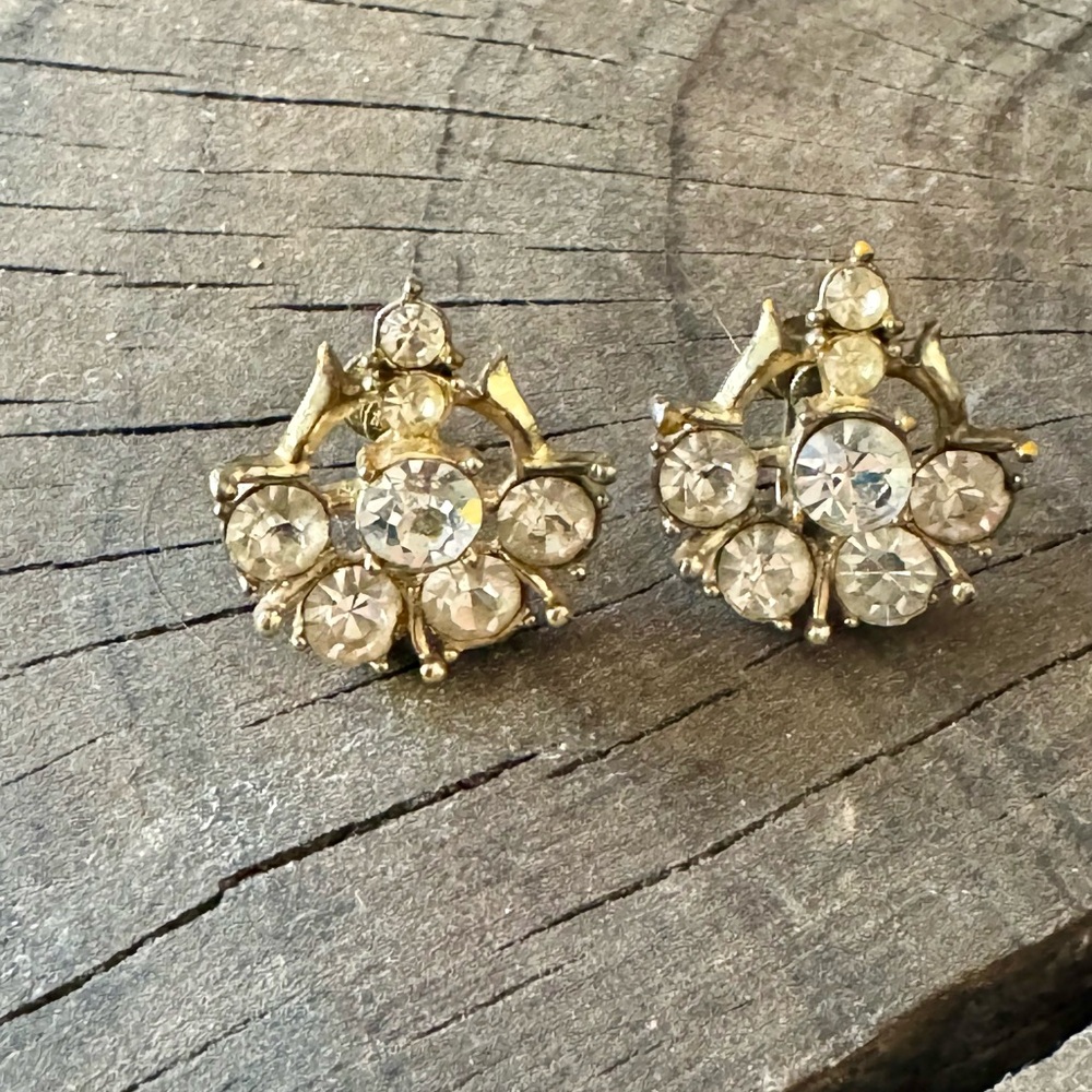 Vintage Coro Rhinestone Screw-Back Earrings